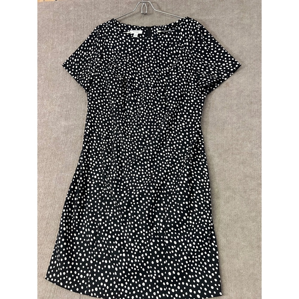 Dressbarn Woman Black White Polka Dot Dress Plus‎ Size 14W Short Sleeve